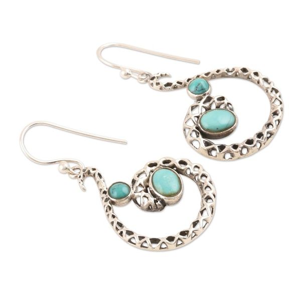 Alternate image for Artisan Crafted Sterling Silver Dangle Earrings Fancy Swirl