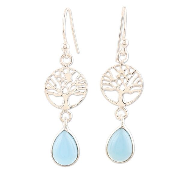 Alternate image for Sterling Silver and Chalcedony Dangle Earrings Sky Tree