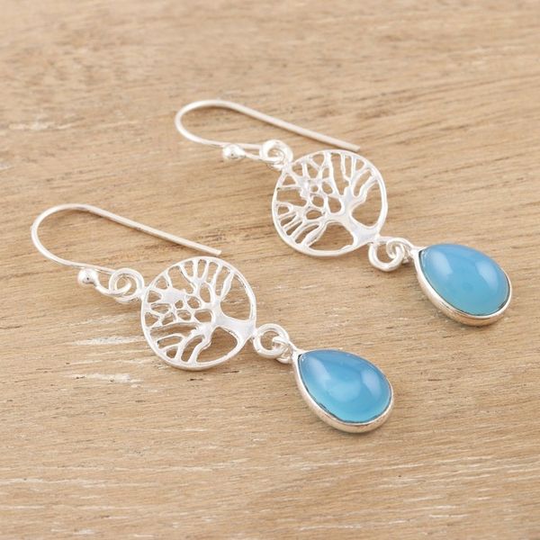 Alternate image for Sterling Silver and Chalcedony Dangle Earrings Sky Tree