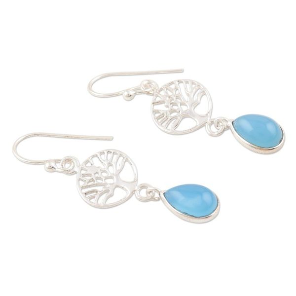 Alternate image for Sterling Silver and Chalcedony Dangle Earrings Sky Tree