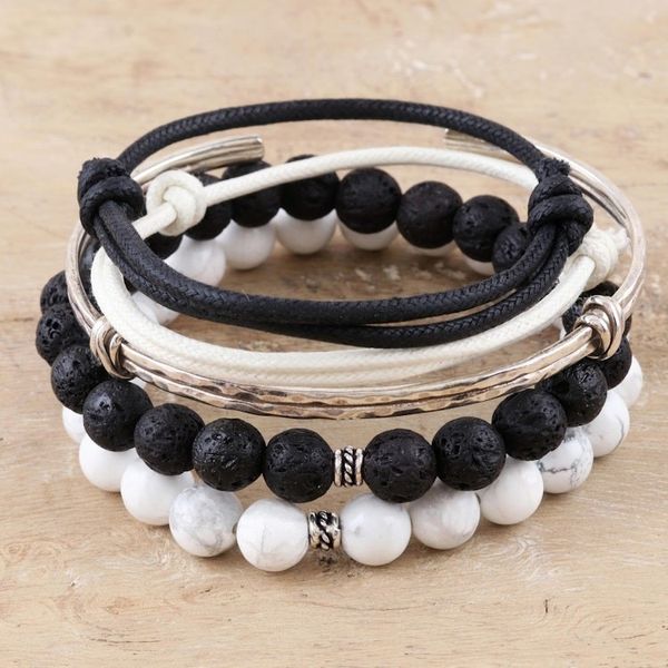 Alternate image for Assorted Cotton Cord and Howlite Beaded Bracelets Set of 5 Delhi Dreams