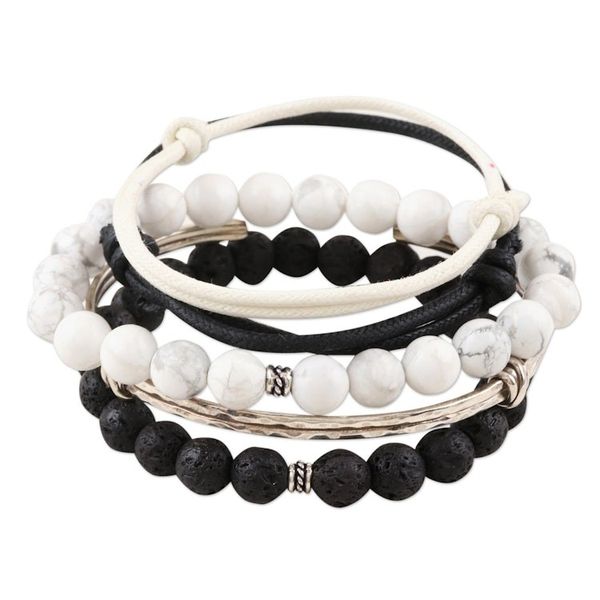 Alternate image for Assorted Cotton Cord and Howlite Beaded Bracelets Set of 5 Delhi Dreams