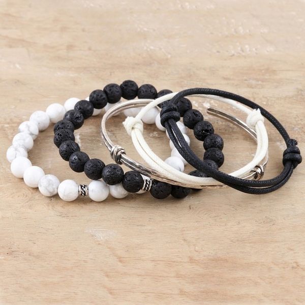 Alternate image for Assorted Cotton Cord and Howlite Beaded Bracelets Set of 5 Delhi Dreams