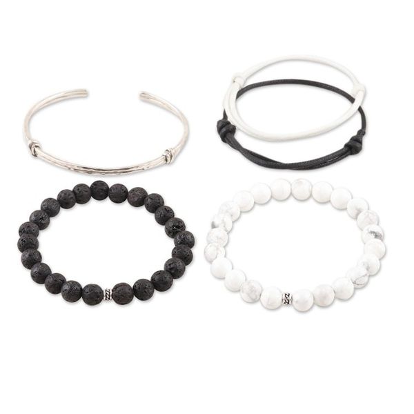 Alternate image for Assorted Cotton Cord and Howlite Beaded Bracelets Set of 5 Delhi Dreams