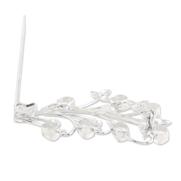Alternate image for Rhodium-Plated Sterling Silver Moonstone Brooch Remembered Dream