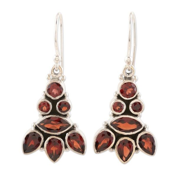 Alternate image for Sterling Silver and Garnet Dangle Earrings Radiant Tower