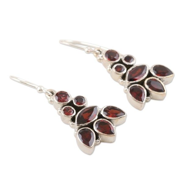 Alternate image for Sterling Silver and Garnet Dangle Earrings Radiant Tower