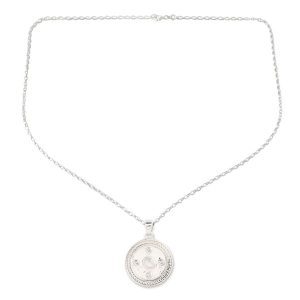 Alternate image for Rainbow Moonstone and Cubic Zirconia Pendant Necklace Surround