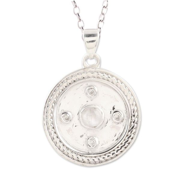Alternate image for Rainbow Moonstone and Cubic Zirconia Pendant Necklace Surround