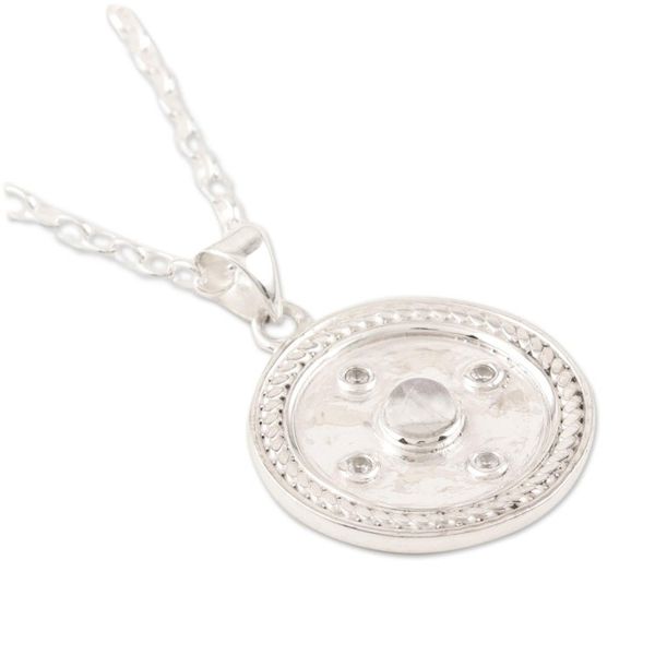 Alternate image for Rainbow Moonstone and Cubic Zirconia Pendant Necklace Surround