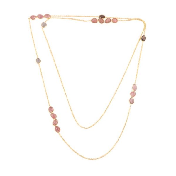 Alternate image for Quartz and Moonstone 18k Gold-plated Long Station Necklace Gleaming Fusion