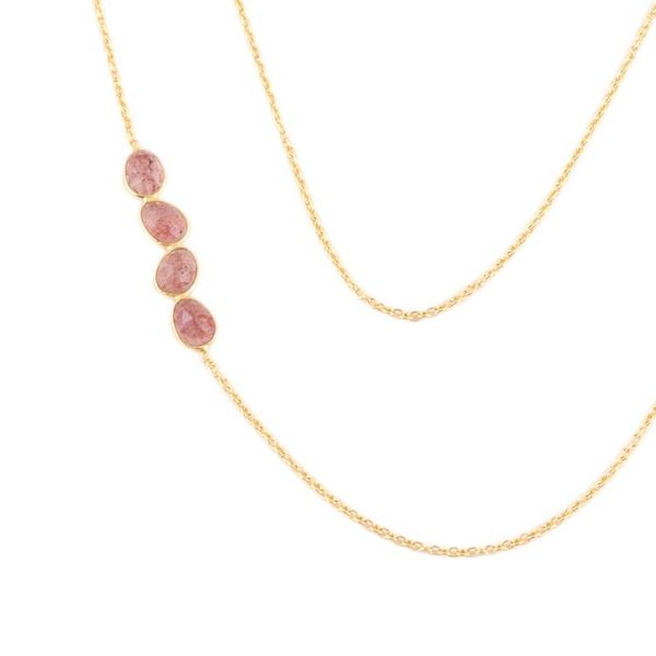 Alternate image for Quartz and Moonstone 18k Gold-plated Long Station Necklace Gleaming Fusion