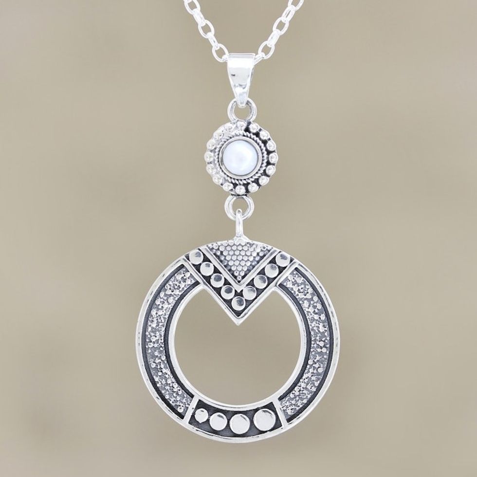 Cultured Pearl and Sterling Silver Pendant Necklace 'Whispered Voices'