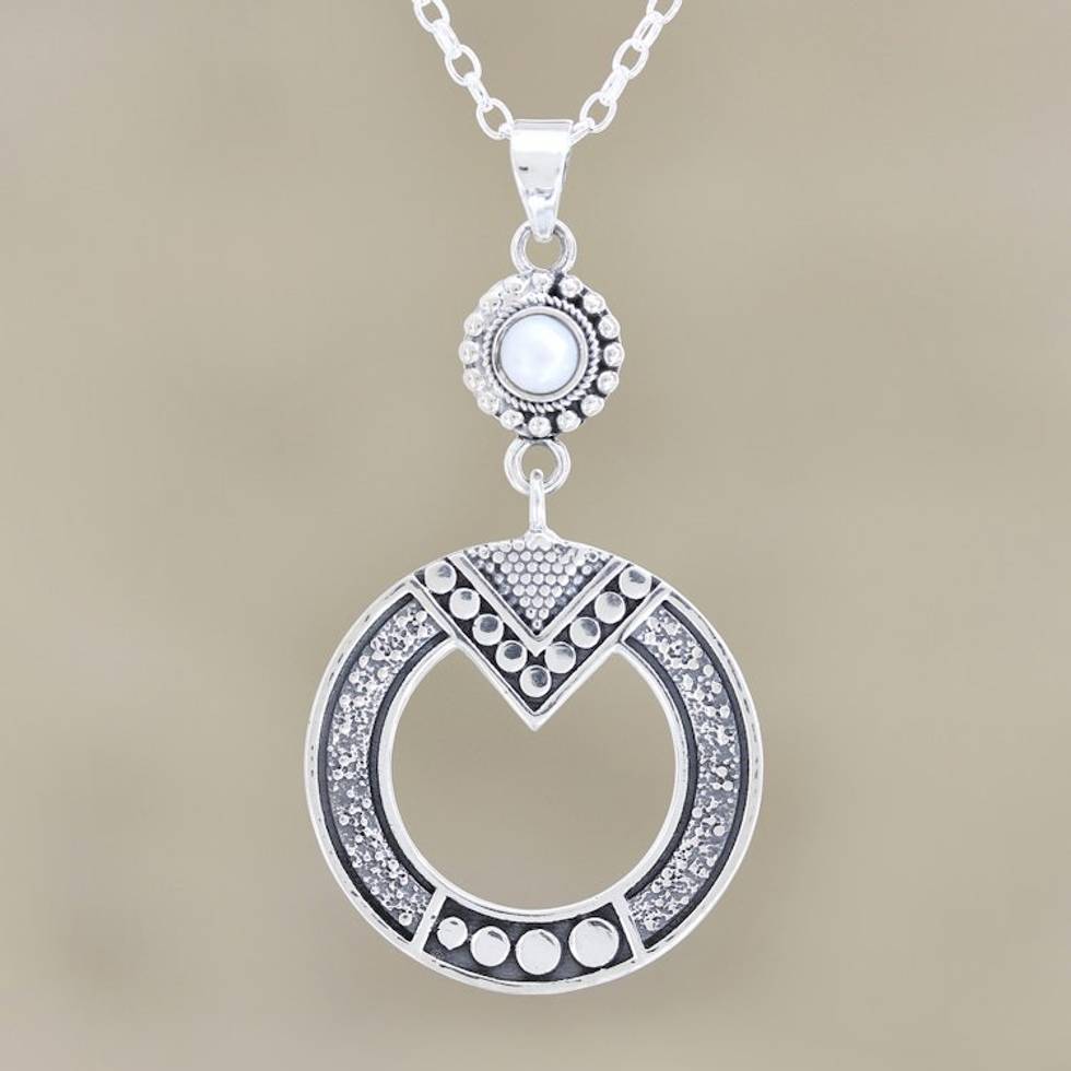 Cultured Pearl and Sterling Silver Pendant Necklace 'Whispered Voices'