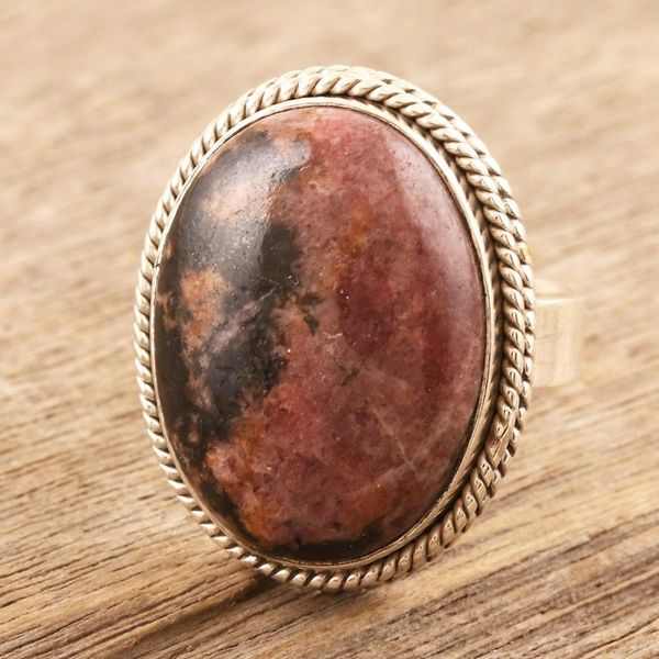 Alternate image for Sterling Silver and Rhodonite Cocktail Ring Passionate Earth