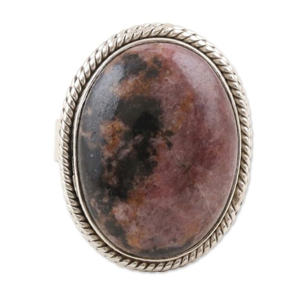 Alternate image for Sterling Silver and Rhodonite Cocktail Ring Passionate Earth