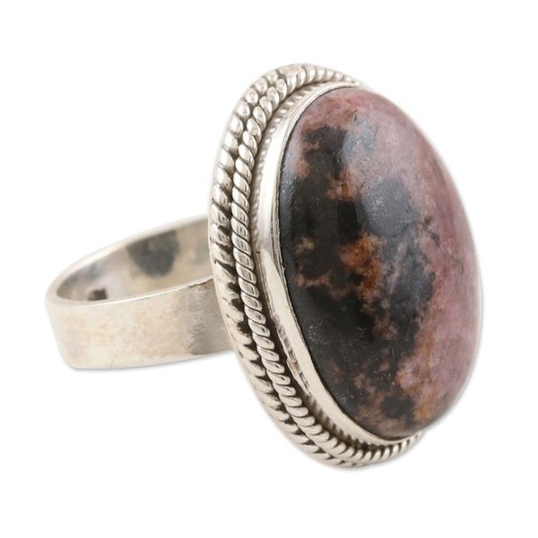 Alternate image for Sterling Silver and Rhodonite Cocktail Ring Passionate Earth