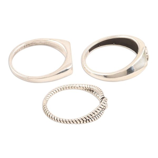 Alternate image for Handmade Sterling Silver Band Rings Set of 3 Eternal Trio
