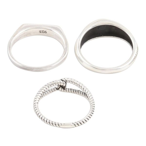 Alternate image for Handmade Sterling Silver Band Rings Set of 3 Eternal Trio