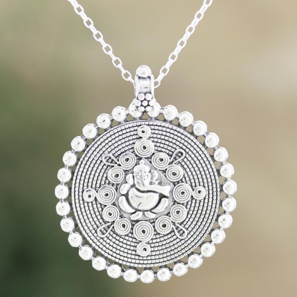 Hand Crafted Sterling Silver Pendant Necklace 'Center of Everything'