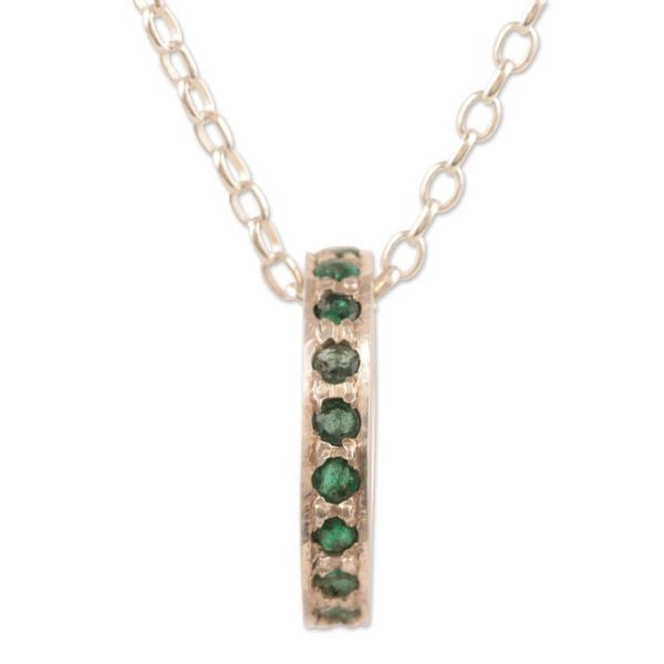 Alternate image for Artist Crafted Emerald Rhodium Plated Silver Necklace Circle of Love