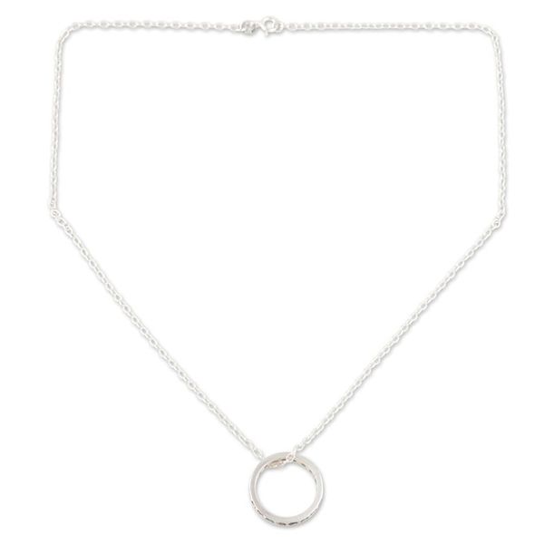 Alternate image for Artist Crafted Emerald Rhodium Plated Silver Necklace Circle of Love