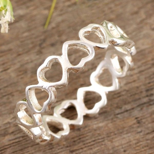 Alternate image for Sterling Silver Heart-Motif Band Ring Garland of Hearts