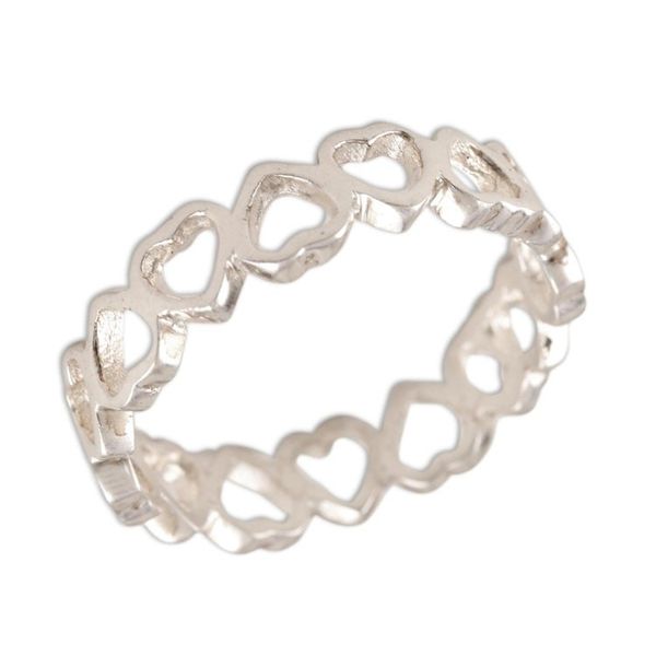 Alternate image for Sterling Silver Heart-Motif Band Ring Garland of Hearts
