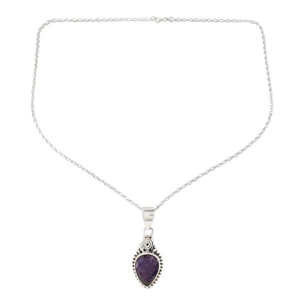 Alternate image for Handmade Blue Sapphire and Sterling Silver Pendant Necklace Farthest Realm