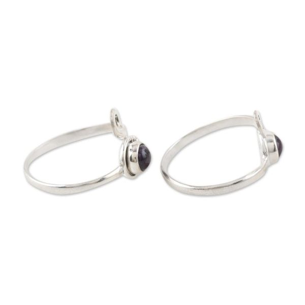 Alternate image for Amethyst and Sterling Silver Toe Rings Pair Gemstone Spiral in Purple