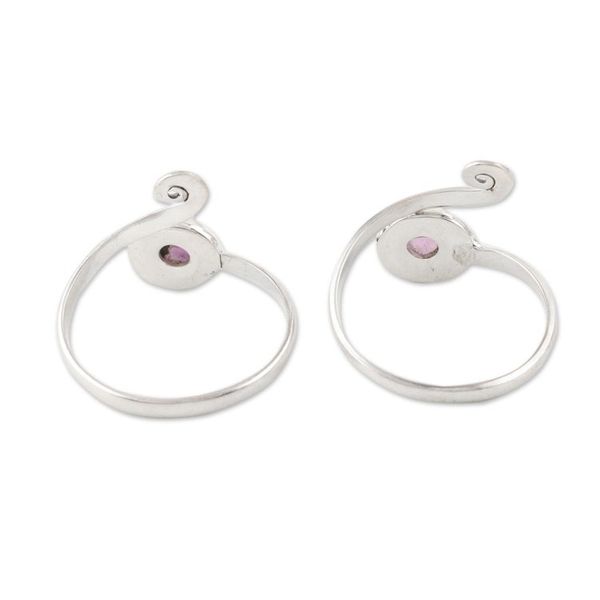 Alternate image for Amethyst and Sterling Silver Toe Rings Pair Gemstone Spiral in Purple