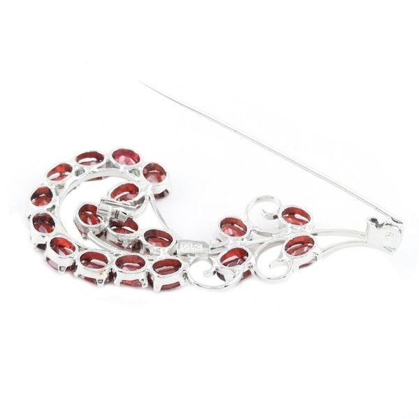 Alternate image for Handcrafted Garnet and Sterling Silver Brooch Crimson Paisley