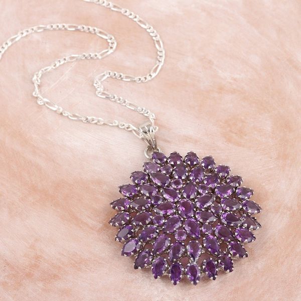Alternate image for Rhodium-plated Pendant Necklace with Amethyst Stones Glamour Eyes