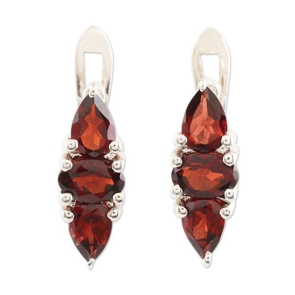 Alternate image for Garnet and Sterling Silver Drop Earrings Fall Sparkle