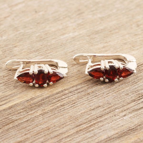 Alternate image for Garnet and Sterling Silver Drop Earrings Fall Sparkle