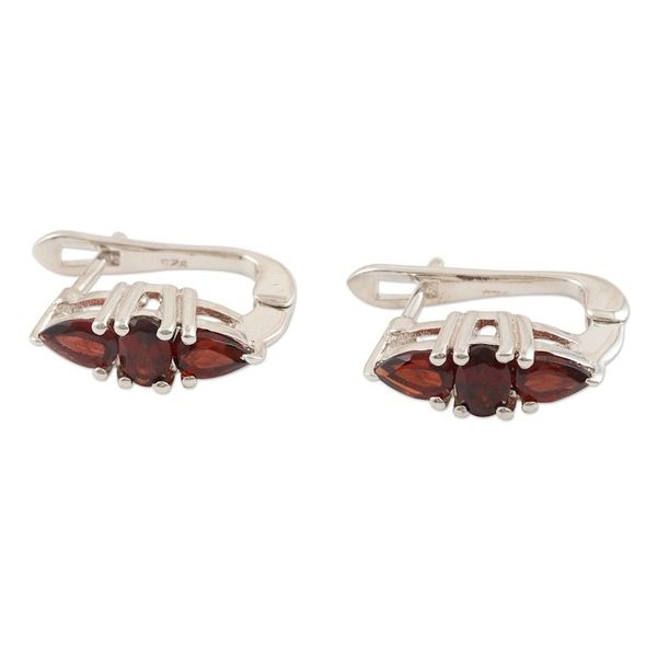 Alternate image for Garnet and Sterling Silver Drop Earrings Fall Sparkle