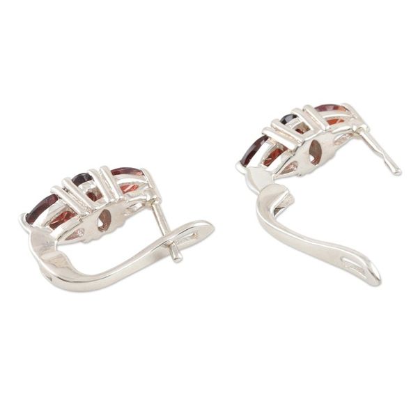 Alternate image for Garnet and Sterling Silver Drop Earrings Fall Sparkle
