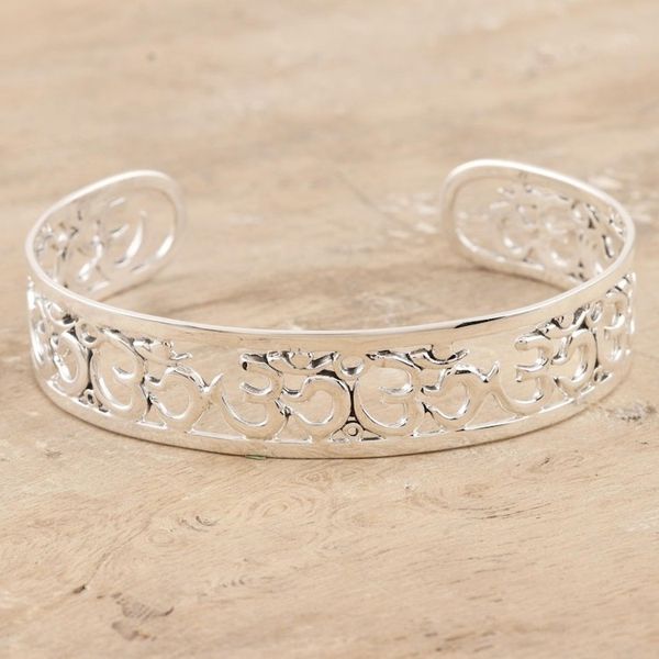 Alternate image for Sterling Silver Om Symbol Cuff Bracelet Within