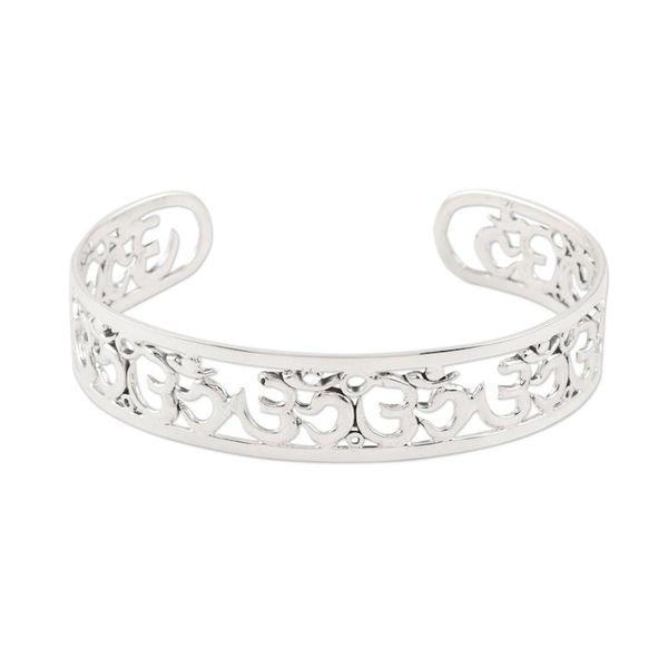 Alternate image for Sterling Silver Om Symbol Cuff Bracelet Within