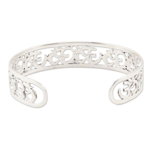 Alternate image for Sterling Silver Om Symbol Cuff Bracelet Within