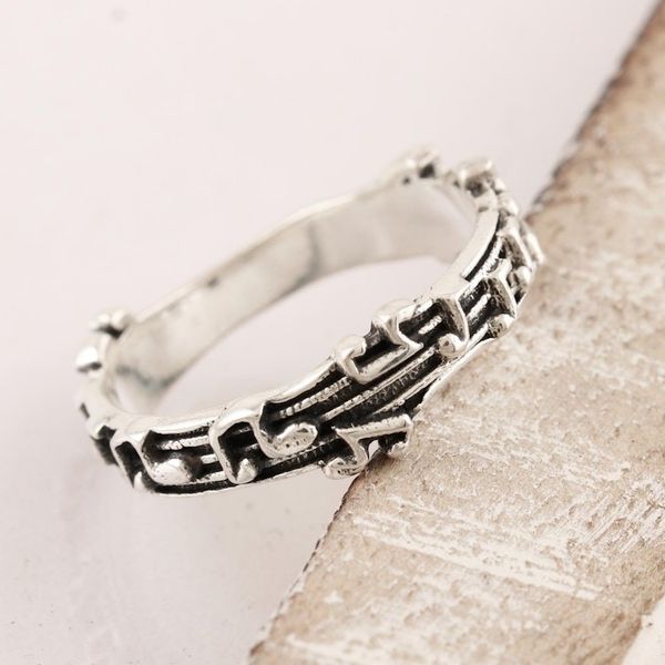 Alternate image for Sterling Silver Musical Notes Band Ring Silver Notes