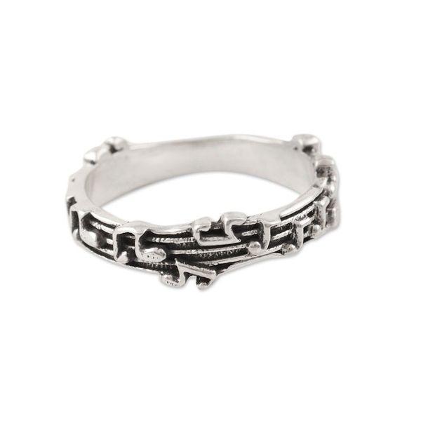 Alternate image for Sterling Silver Musical Notes Band Ring Silver Notes