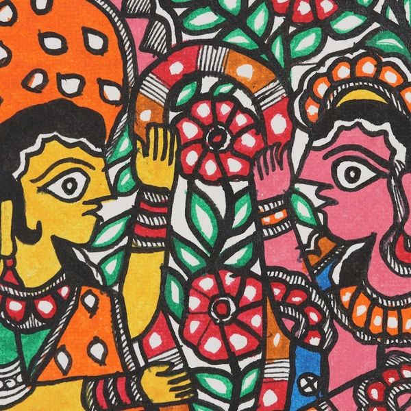Alternate image for Signed Colorful Madhubani Painting of Sita and Rama Sita and Rama Marriage