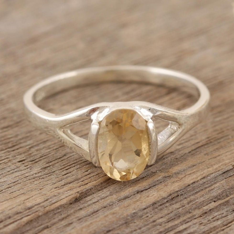 Handmade Citrine and Sterling Silver Solitaire Ring 'Saturday Sun'