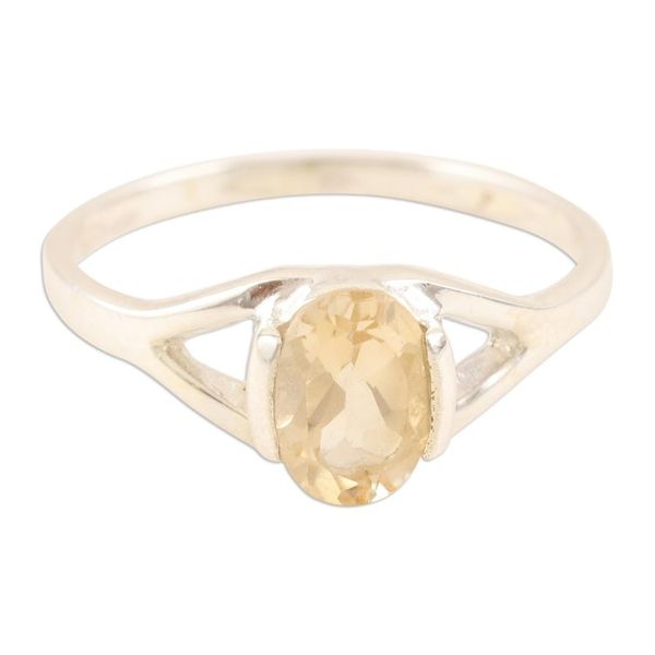 Alternate image for Handmade Citrine and Sterling Silver Solitaire Ring Saturday Sun