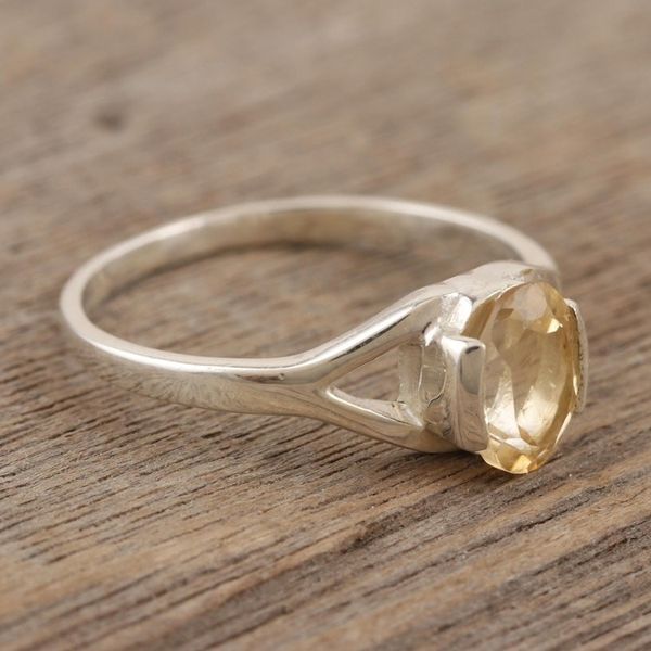 Alternate image for Handmade Citrine and Sterling Silver Solitaire Ring Saturday Sun