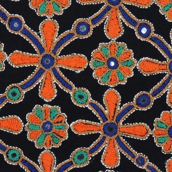 Alternate image for Embroidered Cotton Cushion Cover with Floral Motif Palace Maze
