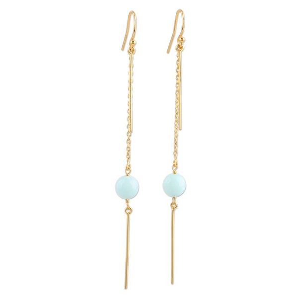 Alternate image for Gold-Plated Chalcedony Dangle Earrings Golden Rain