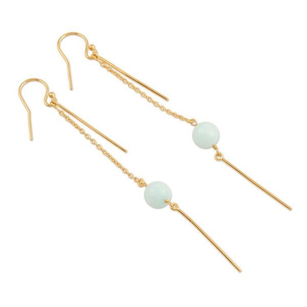 Alternate image for Gold-Plated Chalcedony Dangle Earrings Golden Rain