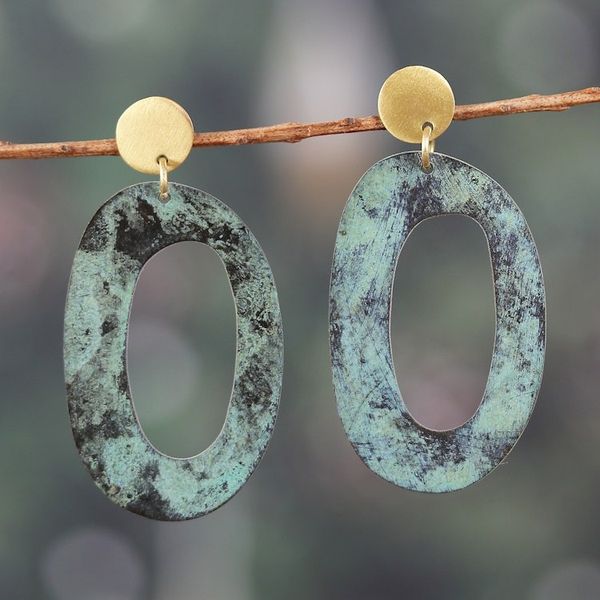 Alternate image for Bold Brass Dangle Earrings Creative Triumph